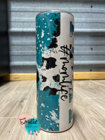 Teal CowPrint Mom Life Tumbler