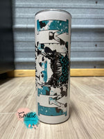 Teal CowPrint Mom Life Tumbler