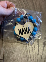 Blue/Cheetah Mama Bracelet Keychain